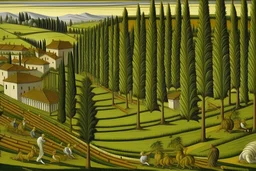 Painting of an tuscan vineyard by botticelli