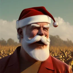 franz frazetta styl,santa claus in the middle of the corn field