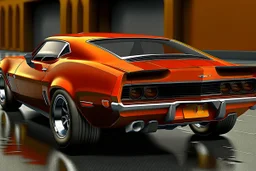 Fotorealistisch 1980 Chevrolet Camaro Z28 brandneu orange Heckansicht