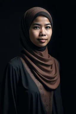 a muslim woman, fair skin, Malay race, standing posture