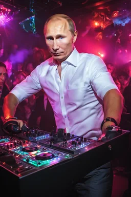 Photography Mr President Vladimir putin Russia as musical Dj player at disco club