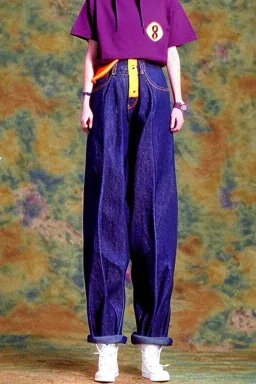 year 1998 women fashion. Loose, baggy, low waist Combat pants, t-shirt, new kind of hoodie with tippet! recycled denim trousers. Colors: denim blue, blue, purple, cream, khaki, "light green", lilac, plum, orange, terracotta, red, light yellow, lion yellow, pink, dark blue, beige. Sturnus vulgaris-print. wide belt. Partly latex or leather. Kylie Minogue, Tyra Banks. leg warmer. Cargo pants and hoodie!