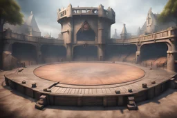 fantasy medieval fighting arena, close frontal view