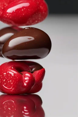 macro photo two stunning cherry Chocolate bonbon together big red cherry, cherry, white background intricate detailed, sharp focus, macro photography, photorealistic concept art, perfect light, studio photo, food photo, award winning photograph, perfect composition Professional photography, bokeh, natural lighting, canon lens, shot on dslr 64 megapixels sharp focus