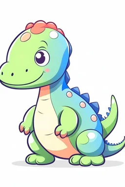 cute dinosaur colored with basic colors, full body, defined lines, no shadows, whitout background, clear and well