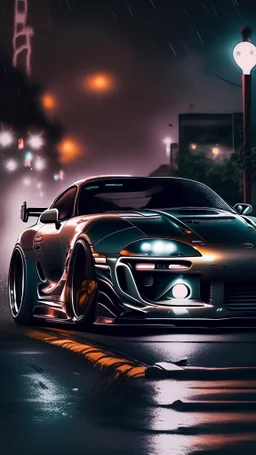 Toyota supra in night