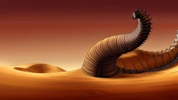 In the desert in the dunes a large sandworm full screen, concept art