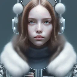 Cyberpunk Portrait of cat child with brown hair and with cute face, north pole snowy vibe , perfect composition, hyperrealistic, super detailed, 8k, high quality, trending art, trending on artstation, sharp focus, studio photo, intricate details, highly detailed, by greg rutkowski