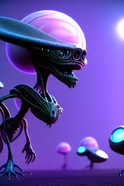 aliens invade clean art NFT, blender 3d