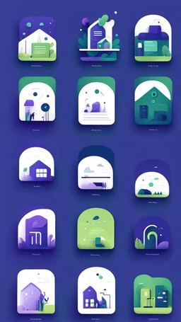 illustrations with a simple art style that show home page for spot use dark blue-purple and energy green and minimal