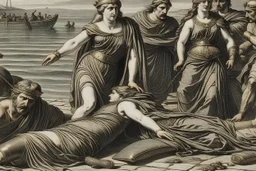 Agrippina reached the shore, Nero's men awaited her, and they mercilessly stabbed her to death stab her in the stomach