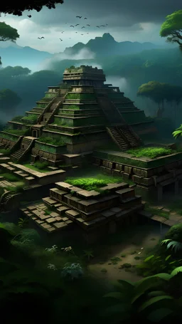 Scene of an abandoned Mayan city