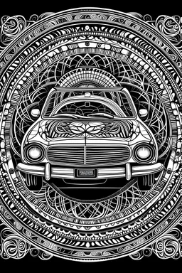 mandala : old car black and white mandala home district background