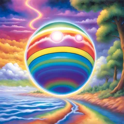 fantasy 90's tcg art of a rainbow dream orb