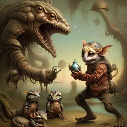 Twas brillig, and the slithy toves Did gyre and gimble in the wabe; All mimsy were the borogoves, And the mome raths outgrabe.highly detailed oil on canvas masterpiece beautiful award winning Unreal Engine very cute Jacek Yerka acrylic art Jean-Baptiste Monge Surrealism Daniel Merriam naoto hattori Catrin Welz-Stein Esao Andrews Ray Caesar Gabriel Pacheco Bridget Bate Tichenor yippy-ty-o-ty-ay The Strangeness of Thomas :-) Anna Zinkeisen
