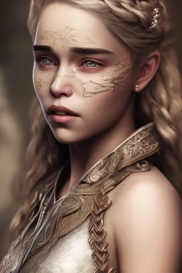 full portrait body, emilia clarke, maximum quality, maximum detailed, intricate, viking clothes, colored makeup, 8k, light effetc, fog, particles,