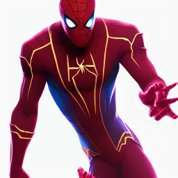 electric spiderman, dark red, hero