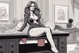 [mexican comics Head Lopper style by Andrew MacLean] melania in agent provocateur on the changing table of the Oval Office