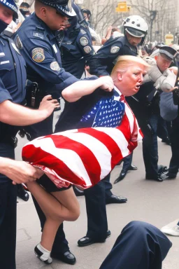 donald trump lying on the street being cuffed by police