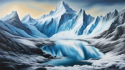 Airbrush painting of a glacier