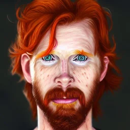 Portrait of Courtney Gains as a ruggedly handsome but joyful roguish pirate, charismatic, attractive male, masculine, perfect, precisely detailed, lightly freckled face, meticulously detailed multi-hued ginger carrot colored cherry fire red hair; Malachai of the corn; fantasy, intricate, elegant, highly detailed, digital painting, artstation, concept art, matte, sharp focus, illustration, art by artgerm and greg rutkowski and alphonse mucha