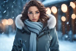 ,Winter Wonderland image, hyper-detailed, sharp focus, beautiful girl in winter clothing,octane render