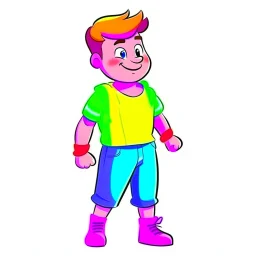 cartoon style character gay man wearing rainbow clothing