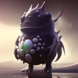 Cute fluid ink creature, big black eyes,tiny mouth, unreal engine 5, 8k resolution, photorealistic, ultra detailed