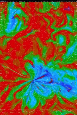 Vorticity map, partial derivatives equation, turbulence