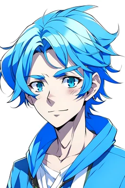 guy anime character with medium blue hair