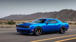Dodge Challenger Hellcat As Bugatti Chiron Ultimately Tuned , 4k, photorealistic, Cinematic, rear view