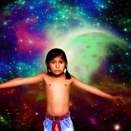 subtle indigenous child in a galactic ambiance