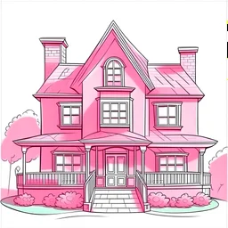 cartoon house draw pink mak perfect