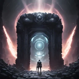 Infinite portal dark gate where an army of cybersoldiers is coming out