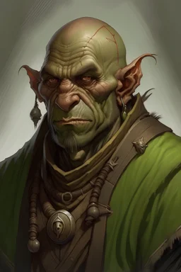 dungeons and dragons portrait of a half orc monk
