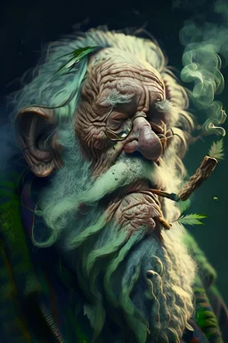 Grizzly old man smoking weed, super high definition