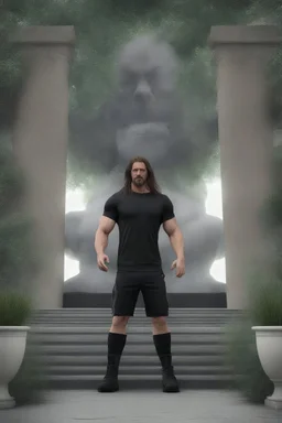 ProtoVision - Absolute Reality - Realism Engine XL - PhotoReal, What if Kat Dennings was an extremely muscular man with a goatee, wearing a black muscle shirt and Bermuda shorts, 4k, 8k, 32k UHD, Hyper realistic, extremely colorful, vibrant, photorealistic, realistic, sharp, highly detailed, professional quality, beautiful, awesome, majestic, superb, trending on artstation, pleasing, lovely, Cinematic, gorgeous,