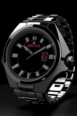 Generate an image of an Avenger watch with a stainless steel band and a black dial."