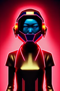 MCU Portrait, Front image. cyberpunk Asian woman, pink short hair. Ceramic rabbit mask-helmet. latex suit. Red, black, gold, color. Punk style, minimal details. highly detailed, concept art, smooth, unreal engine 5, god rays, ray tracing, RTX, lumen lighting, ultra detail, volumetric lighting, 3d, finely drawn, high definition, high resolution.