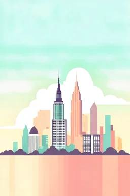 New York skyline Empire State Building art pastel color premium minimalistic illustration "New York City"