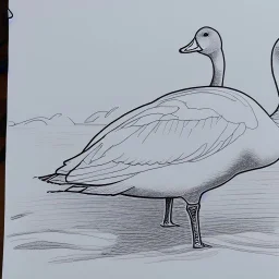 line drawing of a snow goose