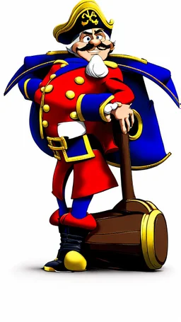 Captain Crunch standing in a captain morgan pose