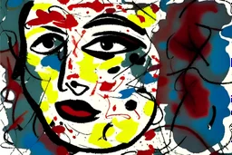 girl face, illustration by <Jackson Pollock>,