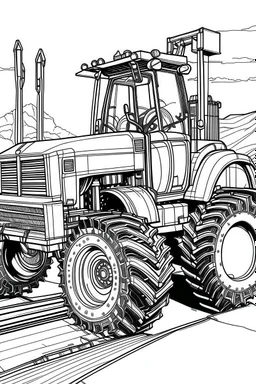 Outline art, no shading, full picture bulldozer, black and white, lno shading, ow detail, --ar 9:11