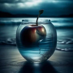 lovely double exposure image by blending together a stormy sea and a glass apple. The sea should serve as the underlying backdrop, with its details subtly incorporated into the glossy glass apple, sharp focus, double exposure, glossy glass apple, (translucent glass figure of an apple) (sea inside) lifeless, dead, glass apple, earthy colors, decadence, intricate design, hyper realistic, high definition, extremely detailed, dark softbox image, raytracing, cinematic, HDR, photorealistic (double exp