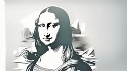 Mona lisa with a translucent horizontal brushstroke of white covering her eyes, sketched strokes outline her figure as well Mona lisa with a translucent horizontal brushstroke of white covering her eyes, sketched strokes outline her figure as well