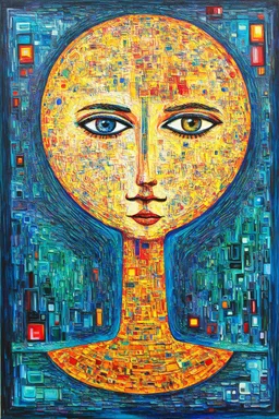 The world is in you; a painting with an admixture of Paul Klee and Hundertwasser