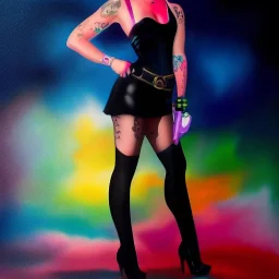 Full body portrait, painting, medium shot lady Gadgetpunk