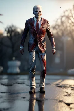 Ultra realistic image, joe biden zombie, zombie performance, skull, grey eyes, blood, torn arm, night, walking twisted, waist up view, thriller style, dark ambient, highly detailed, White House background, concept art, unreal engine 5, god rays, ray tracing, RTX, lumen lighting, ultra detail, volumetric lighting, 3d, finely drawn, high definition, high resolution.