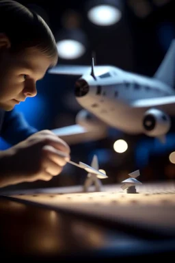 the ultimate expert on paper airplanes tasting his planes, zeiss prime lens, bokeh like f/0.8, tilt-shift lens 8k, high detail, smooth render, down-light, unreal engine, prize winning